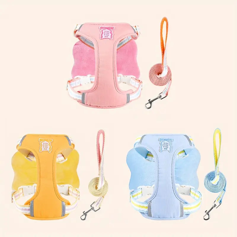 Cute Bow Mesh Dog Harness Set