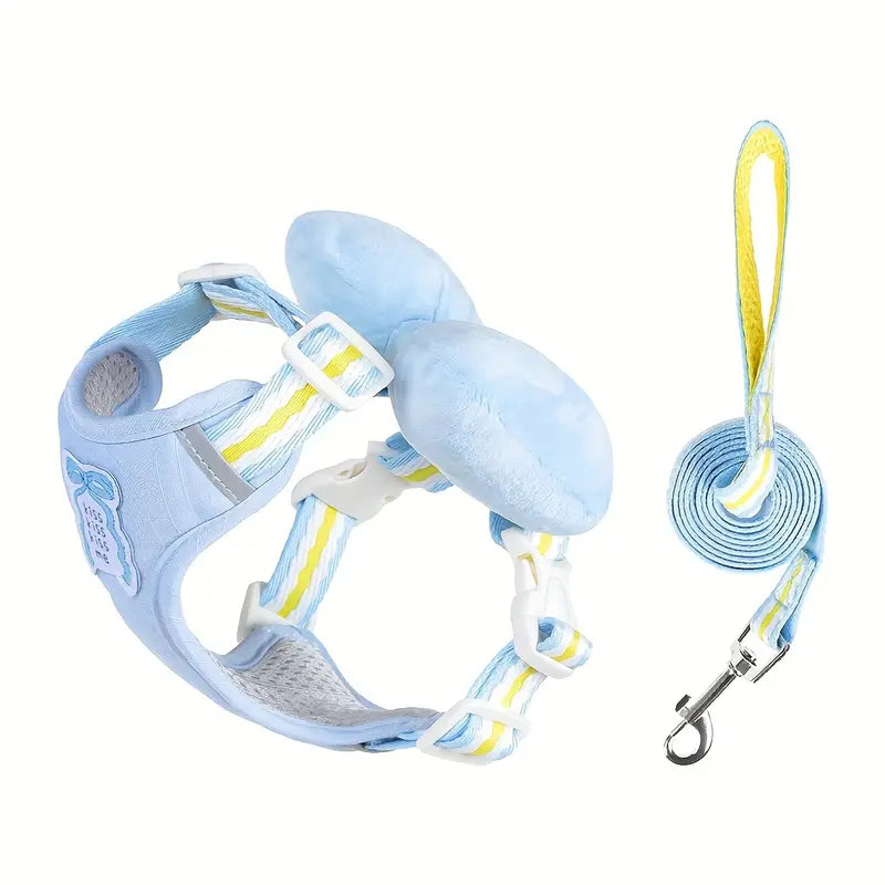 Cute Bow Mesh Dog Harness Set